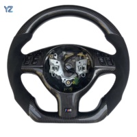 Volant sport en cuir et fibre de carbone en forme de D avec garniture pour BMW E46 M3, forme et couleur personnalisées en cuir