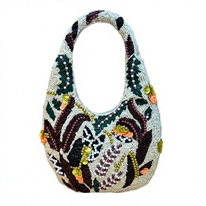 Handmade Beaded Boho Hobo Shoulder Bag Bow Pattern Bohemian Style Single Strap Statement <b>Handbag</b> Wholesale Supplier - Product Image 1