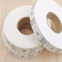 Vente en gros de vêtements blancs étiquette d'entretien vêtements étiquette de taille étiquettes lavables taffetas de nylon