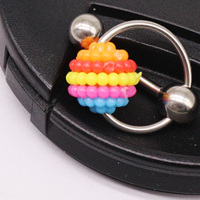 Gaby 316L Piercing Genital Fotos Rainbow Pearl Hoop Dangle VCH Clit Clitoral Jewelry Genital Piercing Jewelry
