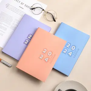 2024 High Quality A5 155 Sheets Daily Notebook Multi-color Hardcover Leather Planner Notebook