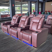 Modernes Premium Electric Recliner Sofa Set Kunstleder Polster Metallrahmen für Heimkino Wohnzimmer VIP Räumlichkeiten