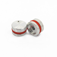 Bouton de commande rotatif en aluminium massif noir et argenté de 25 mm de diamètre extérieur avec anneau en silicone pour potentiomètre de 6 mm