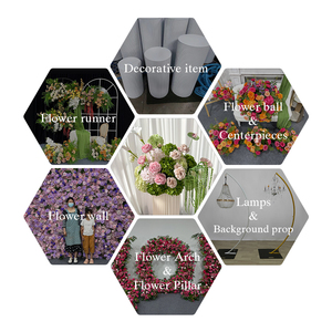 Natural Forest Style Greenery Mixed Blooms Pillar Arrangement <b>Artificial</b> <b>Flower</b> for Outdoor Wedding Bridal Shower - Product Image 6