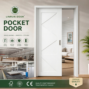 Apartment Use Pocket Interior <strong>Door</strong> <strong>Recessed</strong> Handle Hidden Track <strong>Sliding</strong> <strong>Door</strong> Custom Wooden Pocket <strong>Door</strong> for Bedroom <strong>Bathroom</strong> - Product Image 3
