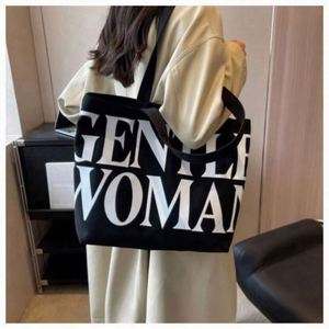 Large Capacity Letter Lady <b>Canvas</b> <b>Tote</b> Bag Spring Summer New Popular All Seasons Fashion Single Shoulder Hand-Held Shopping - Product Image 2