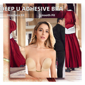 Nouveau design soutien-gorge adhésif sexy en U sans bretelles, respirant, sans couture, avec décolleté profond, en silicone collant et rembourrage latéral en forme d'aile - Product Image 2