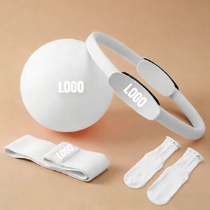 <span class=keywords><strong>Kit</strong></span> d'accessoires de Pilates unisexe avec logo personnalisé, Bande de résistance en tissu couleur thé au lait, Cercle magique, Bloc de yoga, Anneau de Pilates - Product Image 1