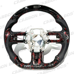 Volant de course en carbone forgé rouge de haute qualité avec fibre LED, vente directe d'usine pour <span class=keywords><strong>Ford</strong></span> <span class=keywords><strong>Mustang</strong></span> 2015-2023 - Product Image 1