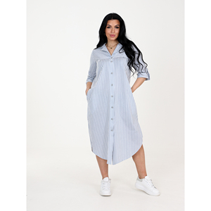 Robe décontractée pour femme en coton 100 %, longueur genou, taille naturelle, boutons, tailles 46-60, respirante et lavable, vente en gros, approvisionnement ODM - Product Image 1