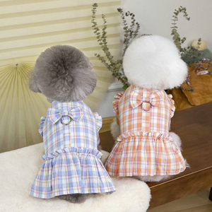 ชุดเดรสสองขาสำหรับสุนัขและแมวใหม่เสื้อผ้าลายสก๊อตสำหรับสัตว์เลี้ยง - Product Image 4