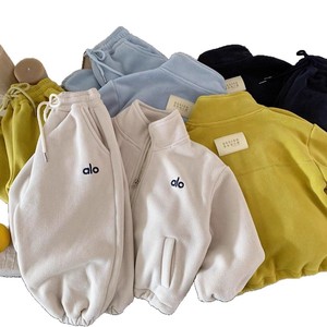 Tongxingyuan Children's Autumn Winter Boys Fleece Sweatshirt And Sweatpants Casual Two Piece Set Beige Yellow Green Blue - Product Image 5