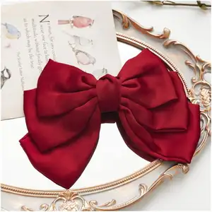 Large Bow Hair Clip Barrette Hair Bows Satin Solid Handmade Hair Clips  Barrettes for Thick Hair Accessories for Women Girls Red Hair Bow French  Style Barrette Hair Clips