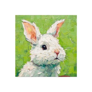 Hand Painted Oil Painting Bunny Cartoon <b>Art</b> 3D Visual Effect For Living Room Entryway Or Childrens Room No Frame Abstract Style - Product Image 5