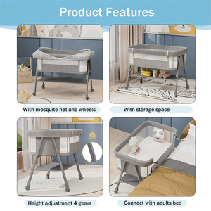 Berceau d'hôpital pour bébé en métal multifonctionnel, <span class=keywords><strong>lit</strong></span> de bébé portable moderne avec moustiquaire - Product Image 3