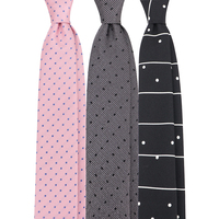 Corbatas Formales de Seda Jacquard con Micro Puntos Rosa y Gris, Diseño Clásico de Puntos para Hombre, Venta al Por Mayor