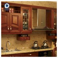 Meubles d'îlot modulaires personnalisés en teck imperméable de luxe, armoires de cuisine en bois massif pour hôtels et villas haut de gamme