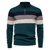 Pull anti-boulochage à la mode pour hommes avec col roulé Pull d'hiver zippé en tricot 100% coton en vente