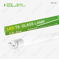 Lámpara LED T8 de Clase D ERP, 145lm/W, Alto Lumen, Tubo de Vidrio de 270 Grados, 4 pies, 13.5W, Reemplazo Fluorescente para Supermercados y Oficinas