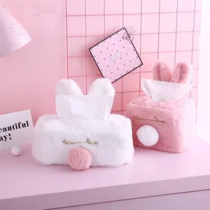 Kawaii Leuke Draagbare Duurzaam Kamer Konijn Pluche Auto Thuis Vierkante Tissue Doos Papieren Servet Houder Case Cover