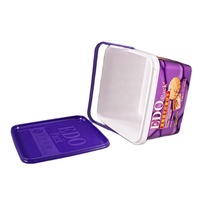 Pas cher jetables personnalisés carré 3L 3.1L 3.2L IML d'emballage en plastique cookie cracker récipient avec poignée biscuits boîte