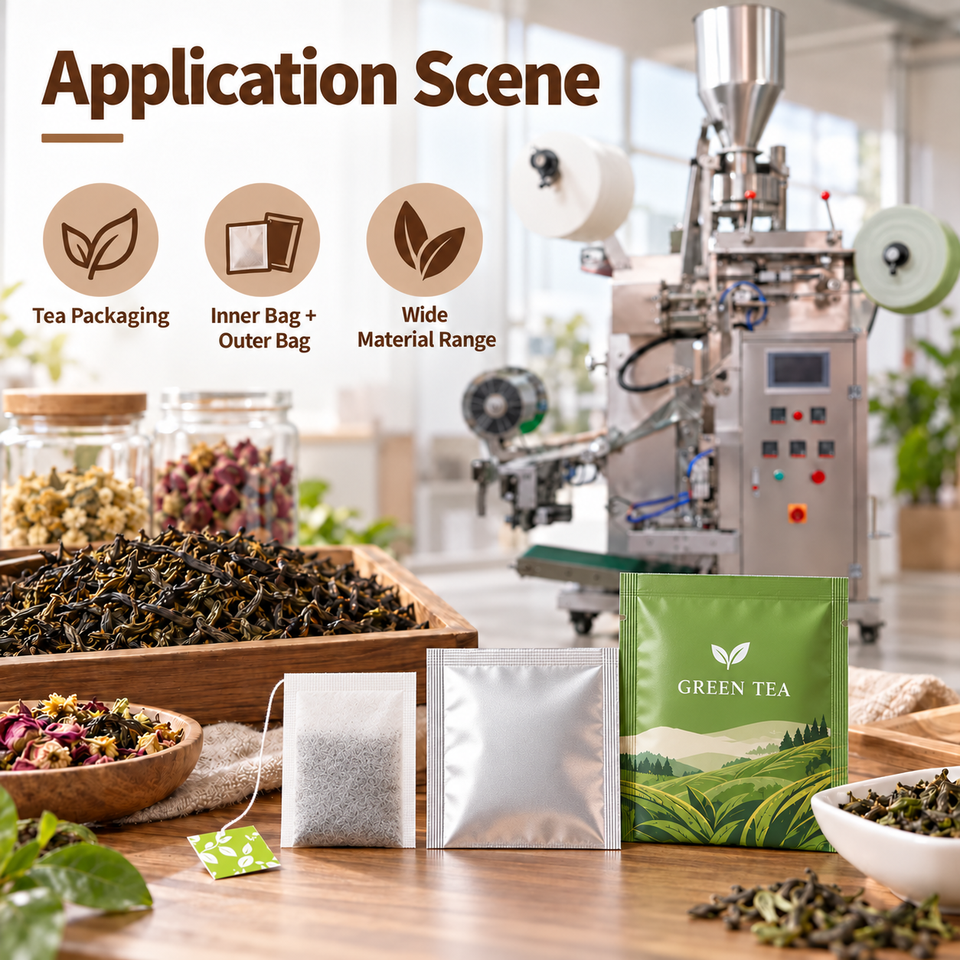 Automatic Dual Bag Tea Packaging Machine SUS304 Granule Filling Plastic ...