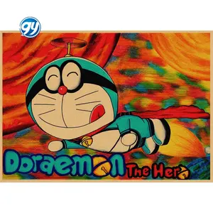 Nostalgische Cartoon Duo La A Droom Doraemon Japanse Animatie Retro Kraftpapier Slaapzaal Wanddecoratie Schilderij
