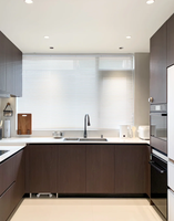 Armoire de cuisine murale modulaire de luxe italienne Doria, en contreplaqué écologique, avec évier, garantie 5 ans, quartz artificiel moderne