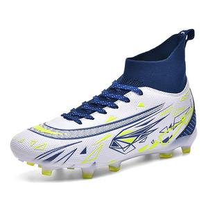 Zapatos de Fútbol para Hombre, Parte Superior Sintética de Caña Alta, Forro de Malla, Suela de Goma, Entresuela de EVA, Color Blanco, Azul y Negro, Tacos de Fútbol para Verano - Product Image 2