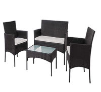 Ensemble de salon de jardin 3 pièces en métal et rotin PE, résistant à l'eau, avec table et chaises, idéal pour l'extérieur – Nouveauté très demandée