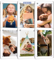 Vente directe d'usine Cadre photo magnétique pour réfrigérateur en acrylique transparent double face 2,36*3,54 Mini cadre photo en plastique
