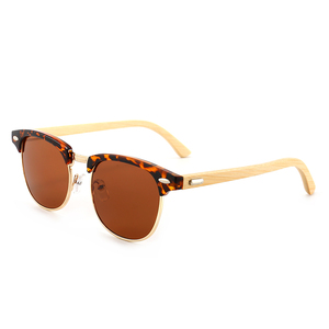 Classic Model <b>Square</b> Full Rim Bamboo Temple Sunglasses with <b>Mirror</b> Lenses and % UV Protection Unisex Women - Product Image 1