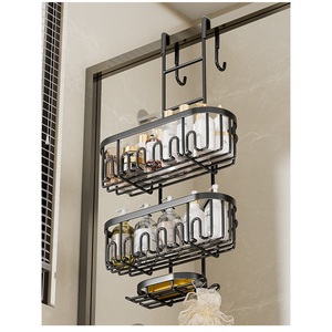 Support de Douche Mural Moderne Sans Perçage en Acier Inoxydable Étanche à Double Niveau avec Crochets et Grille de Drainage pour Salle de Bain - Product Image 3