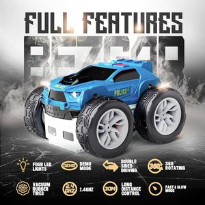 Voiture de police et d'ambulance télécommandée 2 en 1 Voiture de cascade RC double face avec 360 Flip Spinning Toy RC Drift Car - Product Image 5