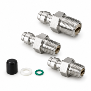 Adaptateur de raccord rapide unidirectionnel en acier inoxydable pour station de remplissage HPA, mâle 8mm, 1/8BSPP 1/8NPT M10*1 - Product Image 1
