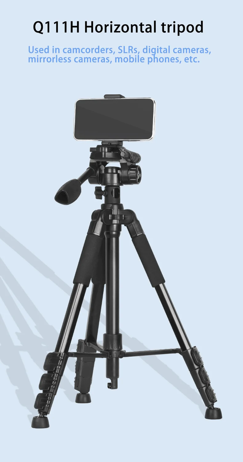 Trípode Horizontal Q111H de 156cm, minitrípode para cámara Dslr, proyector de teléfono, soporte de luz de fotografía