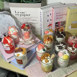 Vela perfumada de aromaterapia de fresa y chocolate hecha a mano, vela de comida de cera de soja, vela dulce para caja de regalo - Product Image 1