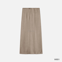 Ensemble coordonné 2 pièces pour femme musulmane : Blouse à col montant et manches évasées, jupe longue à taille élastique, en satin, style modeste et décontracté, avec nœud papillon au dos