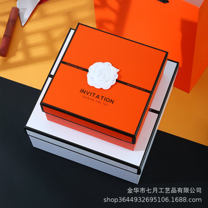 Grand emballage de luxe boîtes d'invitation de mariage boîte-cadeau en papier de carton magnétique doux pour cadeau cosmétique avec poignée en ruban - Product Image 4