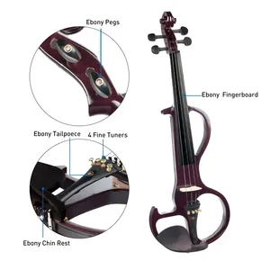 Kích Thước Đầy Đủ 4/4 Song Song Điện Violin Basswood Fiddle Nhạc Cụ Có Dây Trường Hợp Phụ Kiện Cáp Âm Thanh Cho Người Mới Bắt Đầu - Product Image 4
