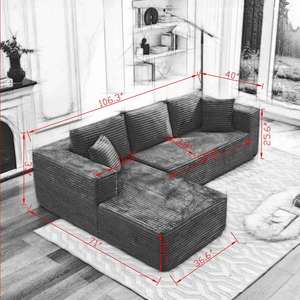 Sofá Modular en Forma de L, Compresión al Vacío, para Sala de Estar, Sofá Seccional Moderno sin Estructura Visible - Product Image 6