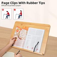Support de livre moderne en bambou, réglable et pliable, avec pinces de maintien des pages – Portable, pour la cuisine, design durable