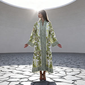 Abaya élégante en polyester avec strass thermocollants de luxe pour femmes musulmanes, robe de soirée sur mesure, vente en gros - Product Image 1