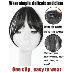 วิกผม LH แบบมีหน้าม้า ทำจากเส้นใยทนความร้อนสูง ต่อผมธรรมชาติ เหมาะกับทุกรูปหน้า พร้อมผมด้านข้างและหน้าม้าตรง - Product Image 5