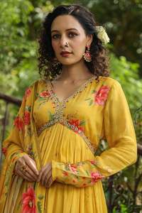 นักออกแบบที่ขายดีที่สุด Chinon อาเลียตัดชุดช่าง Kurti Sharara พร้อมดูปัตตาสําหรับผู้หญิงจากอินเดีย - Product Image 6