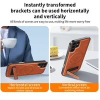 Étui de téléphone en cuir avec recharge magnétique sans fil pour Samsung Galaxy S26 S25 S23 FE S22 Plus S21 S24 Ultra, coque arrière souple