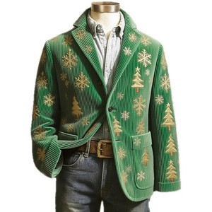Blazer ajusté de style nouveau 2025 pour homme, veste de costume à revers cranté motif cœur (Corduroy <span class=keywords><strong>blanc</strong></span> 280g) - Product Image 5