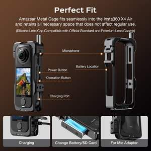 Amazear - Marco Metálico Universal para Cámara Insta360 X4 Air 8K 360, Carcasa Protectora Resistente a Golpes, Compatible con Varios Soportes - Product Image 3
