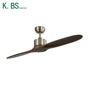 110v/220v 52 Inch Inverter Wooden Ceiling Fan Dc Motor 3 Speeds Remote Control 2 Blades Solid Wood Fan