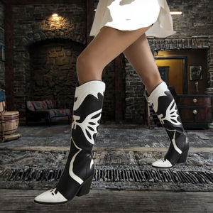 Botas Altas hasta la Rodilla Estilo Occidental para Mujer, Tacón Cuadrado, Deslizables, de Cuero, Punta en Pico, Fabricación Personalizada, Botas Altas hasta la Rodilla 2026 - Product Image 3